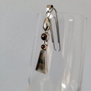 Sterling Silver Pendant 3-Gem Stones JLR Design Vintage 925 Sterling